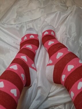 Loved Socks Pink & Red Heart Pattern- Women's Cotton Blend